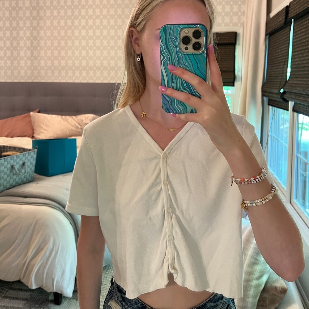 White Brandy Melville T-shirt ONE SIZE